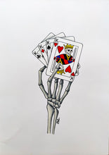 Load image into Gallery viewer, Skeleton Hand With Playing Cards Illustration
