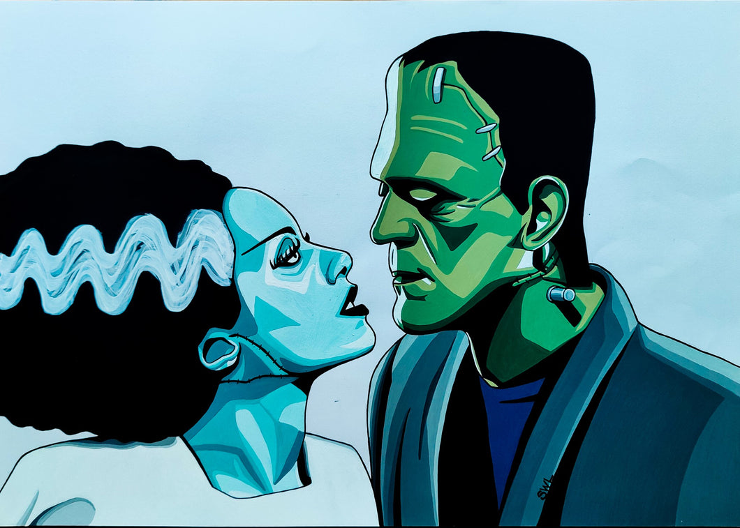 Frankenstein's Mosnter & Bride Illustration