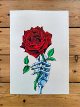 Load image into Gallery viewer, Skeleton Hand With Rose Illustration
