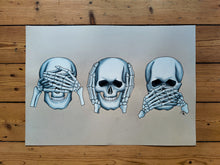 Load image into Gallery viewer, 3 Wise Skulls Illustration
